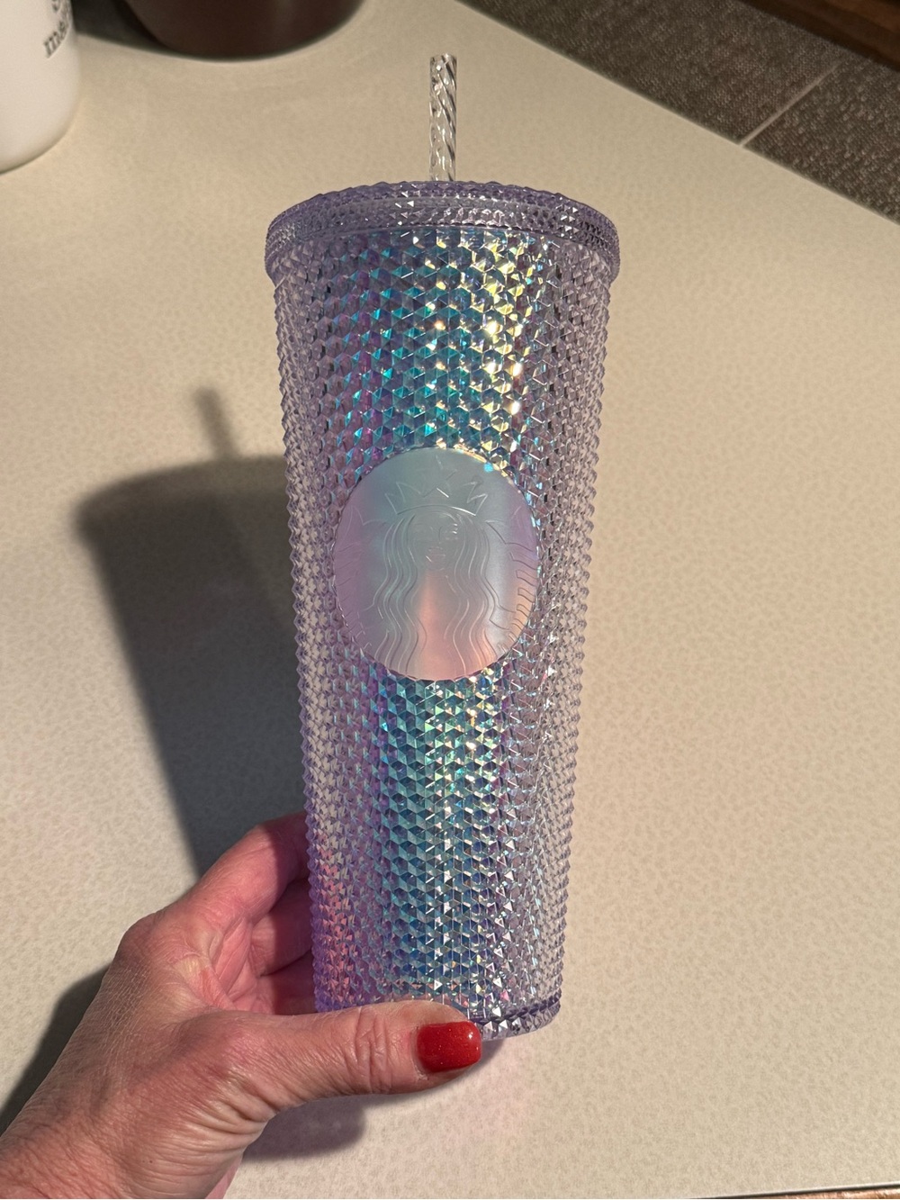 Starbucks Iridescent Lavender Studded Cold Cup with Holographic Finish